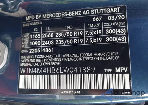 2020 Mercedes-Benz Glb 250 4Matic from USA, damaged, VIN W1N4M4HB6LW041889